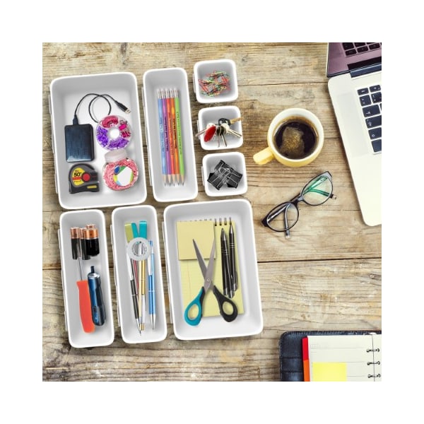 Hastings Home 8-piece Drawer Organizer Bin Space Saver Plastic Stacking Kitchen, Bedroom, Office, Bathroom Vanity 123947OJS - main